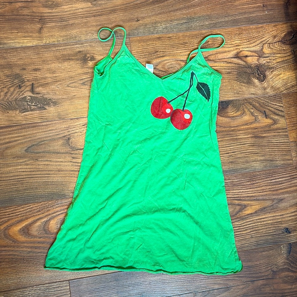 American Apparel size small grass green cherry tank GUC